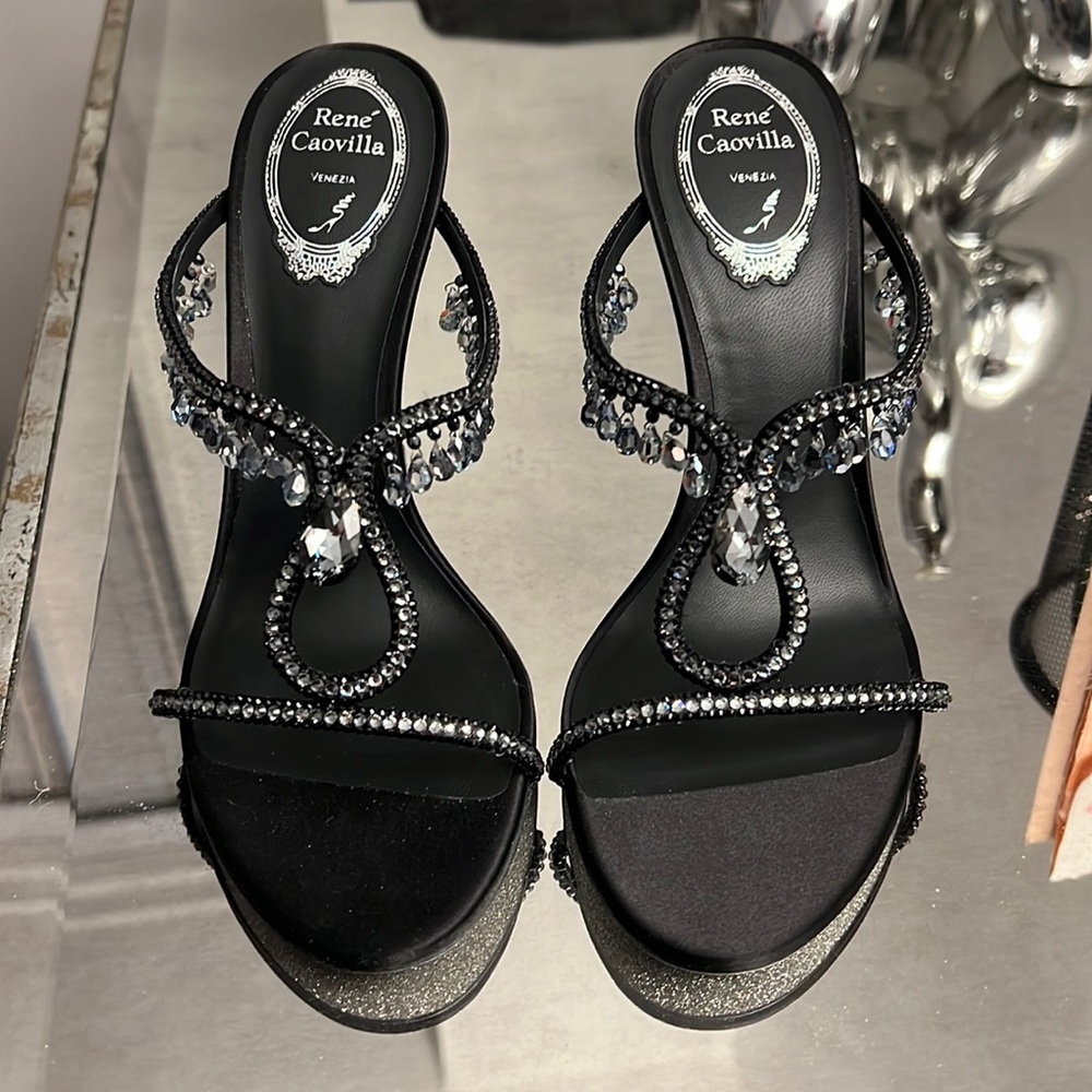 RENE CAOVILLA HIGH HEEL SANDAL CRYSTALS BRAND NEW SZ 38.5 SHOE